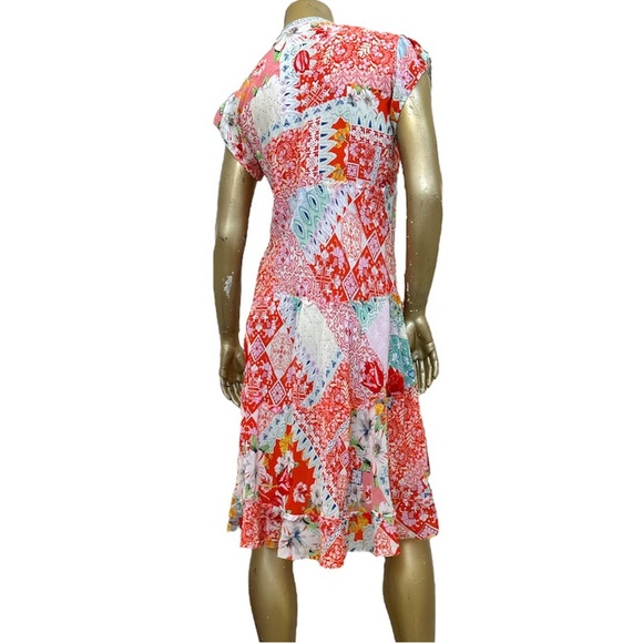 Karyn Seo 100% viscose colorful multi-floral pattern flowy midi dress, size S - Picture 3 of 7